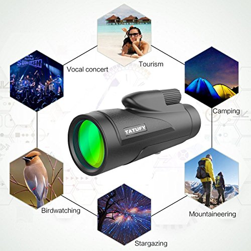 Monocular Telescope, Tatufy 12x50 HD Dual Focus Low Night Vision Waterproof High Power Spotting Scopes for Adults with Cell Phone Photography Adapter for Bird Watching, Hunting, Camping,Travelling