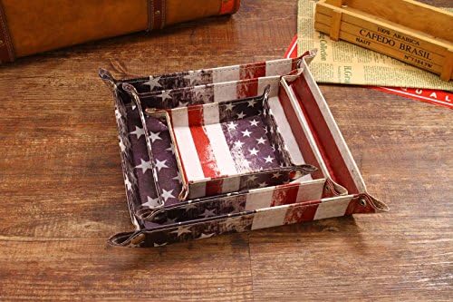 Dimik Home Jewelry Leather Tray Bedside Storage Tray Box for Key Phone Coin Wallet Watches 3pcs (SET, TY1611-SET)