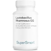 Supersmart Lactobacillus Rhamnosus GG 10 Billion CFU per Day (LGG Probiotic with Inulin) - L. Rhamnosus Supplement | Non-GMO &amp; Gluten Free - 60 DR Capsules
