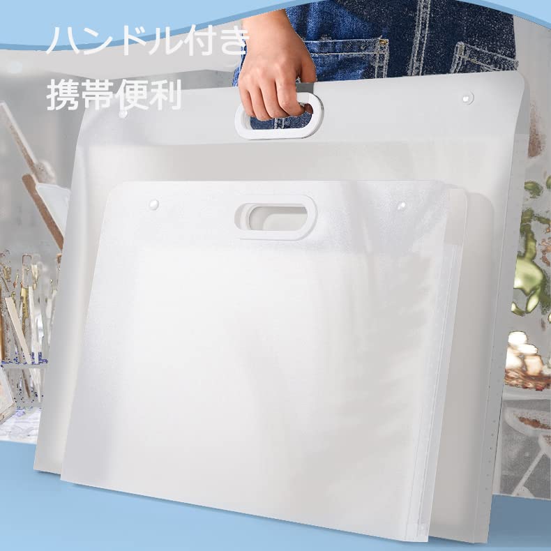 Plastic Art Portfolio, Large Art Portfolio with Handles,Waterproof Portfolio Folder for Artwork, Arts Storage Case for Drawing Sketch Photography Poster (17.32 x 13.22 inch)
