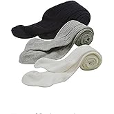 HLJgift 3 Pairs Baby Girls Boys Cotton Pants Tights Panties Stockings Leggings (4T/6T, black&white&grey)