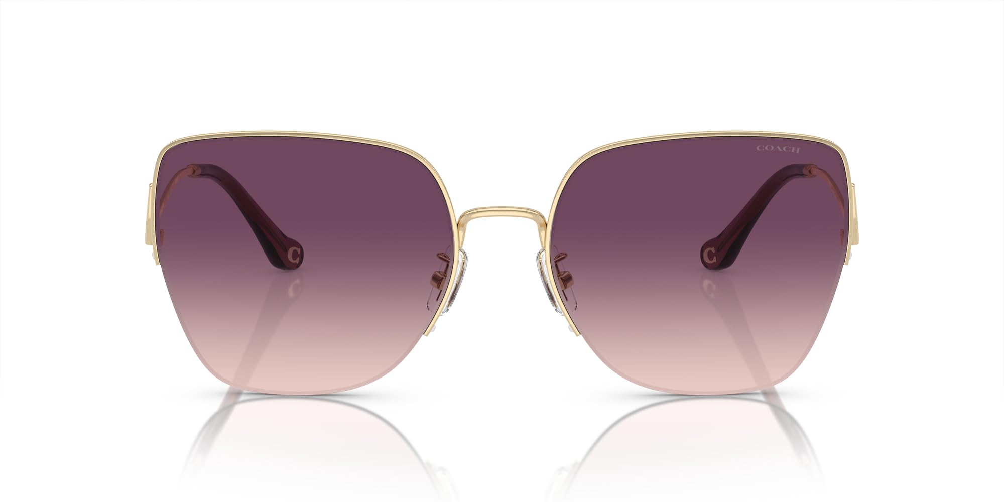 Photo 1 of Coach HC7156D Sunglasses, Shiny Light Gold/Berry Gradient, 60 mm