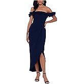 Xscape Womens Off-The-Shoulder Fitted Evening Dress