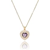 Purple Heart February Birthstone Amethyst Necklace for Women-Gold Plated Amethyst Jewelry Heart Pendant Necklace Waterproof Non Tarnish Baroque Maximalist Jewelry For Birthday Valentines Day Mother's Day Christmas Thanksgiving Gifts