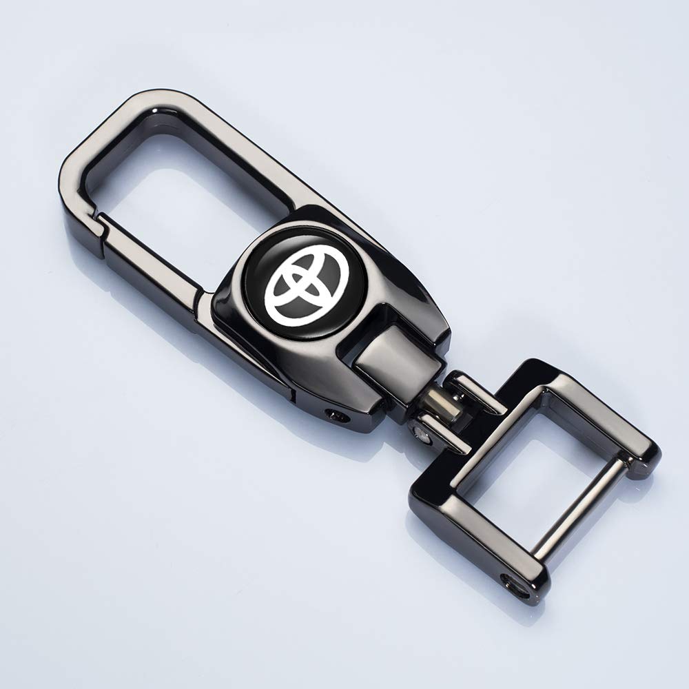 Goshion 2Pack Genuine Leather Car Logo Keychain for Toyota Key Chain