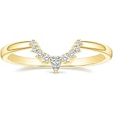 Mameloly CZ Wedding Bands for Women Pear & Round Shaped Cubic Zirconia Curved Stackable Engagement Rings for Her Size 4-12