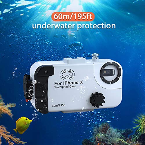 Waterproof Case for iPhone X/XS 60M/195FT Underwater O Ring Full Sealed Cover Snowproof Shockproof Dirtproof IPX8 Certified (White)