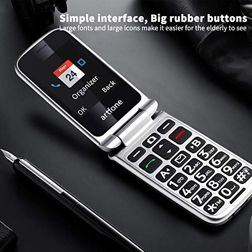 artfone Flip Cell Phone for Elderly,Unlocked Big Button Senior Mobile