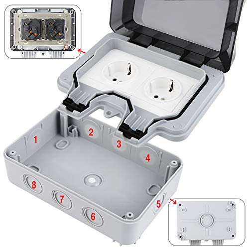 Außensteckdose IP66 Wetterfest, Gartensteckdose Aufputz Schutzkontakt für Feuchtraum Garten den Aussenbereich, Outdoor… – Bild 5
