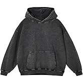 Mi Bo Tong Mens Oversized Hoodies Vintage Acid Wash Pullover Casual Hooded Sweatshirt with Pockets
