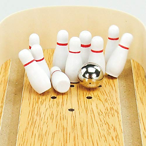 Thyggzjbs Mini Bowling Game, Mini Wooden Desktop Bowling Game Mini Tabletop Bowling Toy | Perfect for Kids & Adults - Thumbnail 4