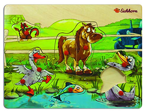 Eichhorn 100005453 - Steckpuzzle 30x22,5cm mit 8-9 Steckteilen, 4 versch. Bauernhof Motive verfügbar, keine Motivauswahl… – Bild 3