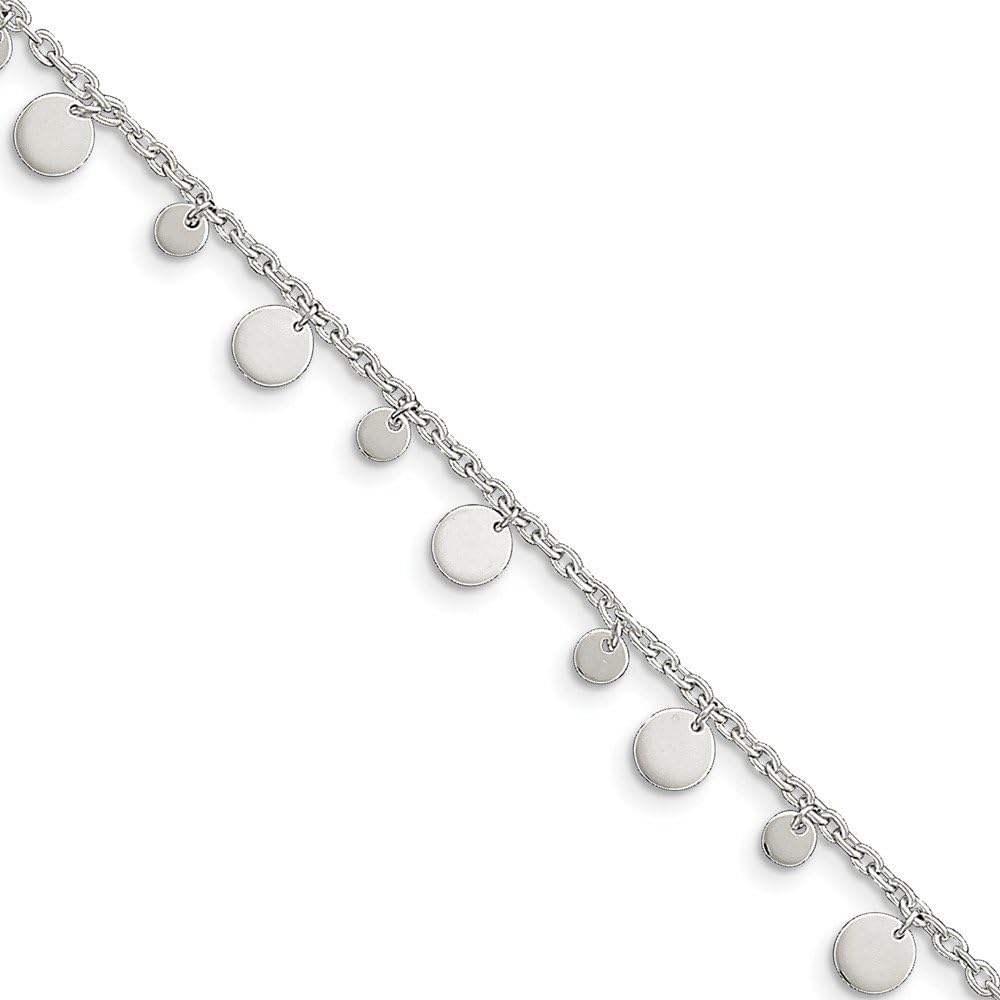 925 Sterling Silver Dangling Circle Anklet