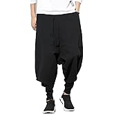 Seidarise Men's Harem Pants Hip hop Joggers Baggy Wide Leg Pants Casual Harem Linen Japanese Yoga