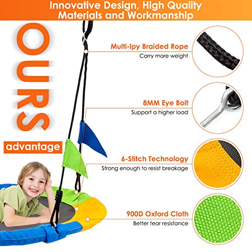 Flying Saucer Tree Swing Set, Large Tree Swing Indoor Outdoor, Tree