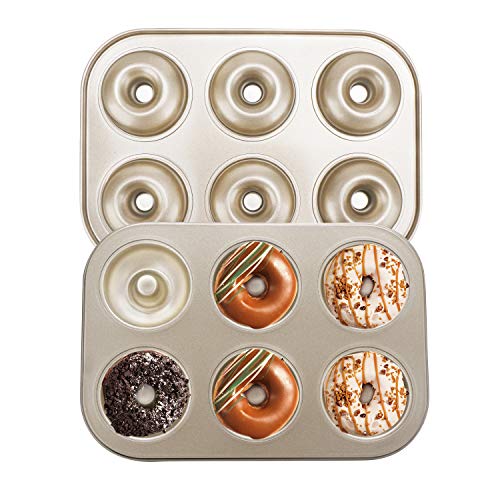 Beasea Donut Pan 2 Pack, NonStick 6 Cavity Doughnut Baking Pans, Donut