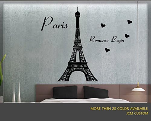 Eiffel Tower - Paris Romance Begin Wall Vinyl Decal (02 Black)