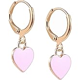 Preppy Earrings for Women Smile Face Charms Pendant Gold Small Huggie Hoop Dangle Drop Earrings Trendy Jewelry Gifts