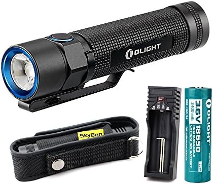 Olight S2 Baton Cree XM-L2 LED 950 Lumens Variable-Output Side-Switch LED Flashlight With 18650 Battery and Battery Charger and SKYBEN Holster