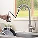 Hotis Commercial Pull Out Single Handle Stainless Steel Pull Down Sprayer Kitchen Sink Faucet, Brushed Nickel Kitchen Faucet with Escutcheon