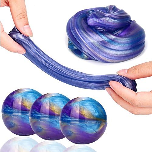 3 Pack Fluffy Floam Slime Mud, Colorful Soft Scented Putty Stress Relief Sludge Ball Toy for Kids Adult 6 OZ (Galaxy Ball)