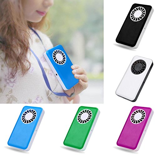 Leegor Portable Handheld USB Mini Fan Ultra-thin Low Noise Rectangle Air Conditioner Cooler With Rechargeable Battery (Black)