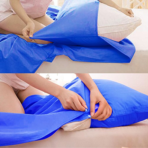 YUEDGE Travel And Camping Sheet Sleeping bag Liner Compact Sleep Bag And Sack For Travel, Youth Hostel, Picnic, Plane, Train(Blue) - Thumbnail 4