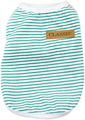 Pet T-shirt, Clearance! Tloowy Cotton Summer Pet Clothes Dog Cat Puppy Striped Vest Shirts Tank Top for Yorkshire Terrier Chihuahua (Green, M)