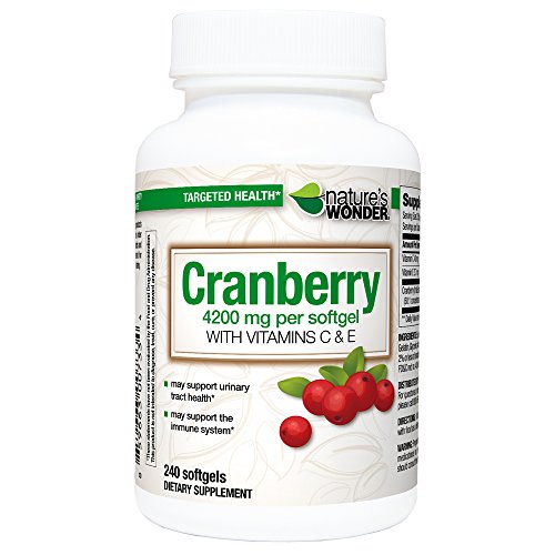 Nature's Wonder Cranberry 8400mg (per serving, 4200mg per soft gel) with C & E Soft Gels, 240 Count