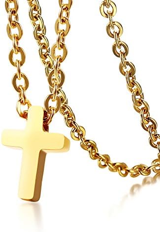Tiny Stainless Steel Cross Necklace Cute Baptism Gift Faith Jewelry with Chain 20"
