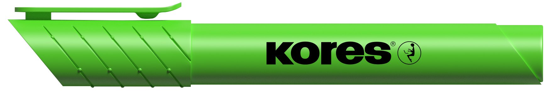 Kores - Green Highlighter Pen - High Liner Plus, Fluorescent, Water Based-Ink Highlighter Pen with Ergonomic Shape - Stationery School Supplies, Office Supplies - 12 Pack