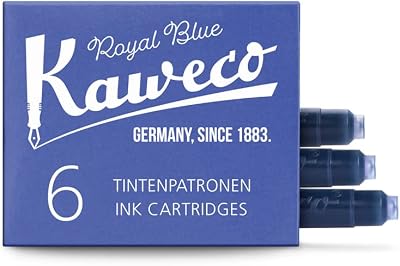 Kaweco Fountain Pen Ink Cartridges Royal Blue Pack of 6 Short Standard Vegan