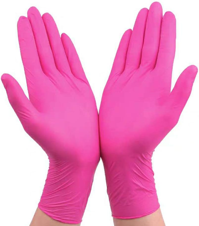 CYQAQ Pink Paws Nitrile Gloves, Powder Free, Latex Rubber Free, Disposable Gloves – Non Sterile, Food Safe, Convenient Dispenser Pack of