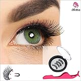 Magnetic Eyelashes 4 Pieces No Glue Triple Magnets Ultra Thin 3D Fiber Magnetic Lashes Extension Set with Tweezers for Natural Look Perfect for All Eyes Reusable Magnetic False Eyelashes