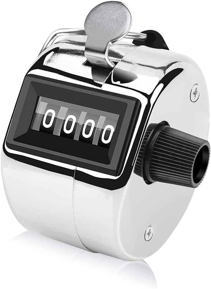 Metal Hand Tally Counter 4Digit Tally Counters Mechanical Palm Counter Clicker Counter Handheld