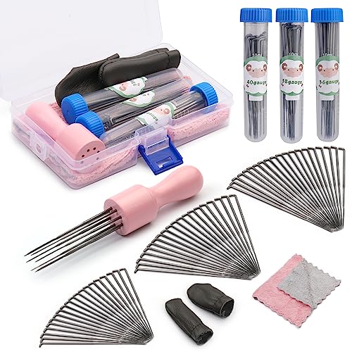 IMZAY 60 Pcs Wool Felting Needles, 3 Sizes Felting Needles with Wooden Handle, Needle Felting Tools, Wool Needle Felting Supplies, Needle Felting Tools, Perfect for DIY Felting Wool Projects