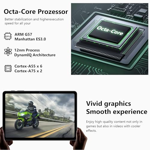 Android 16 Tablet, 10 Inch Tablet with Octa-Core, 24GB RAM 64GB ROM 2TB Expand, Gemini AI, 6000mAh, WiFi, GPS, Dual Camera, BT 5.0, 2 in 1 Tablets PC with Keyboard, Case, Mouse, Stylus (Blue)