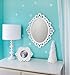 Decorative Oval Wall Mirror, White Wooden Frame for Bathrooms, Bedrooms, Dressers, and Antique Princess Décor, Large