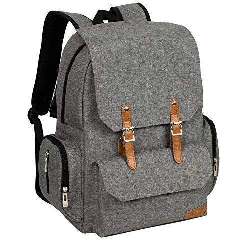 ALLCAMP diaper bag Multi-function Large capacity Pockets in Pockets, support baby stroller with changing pad (grey) (grey)