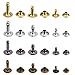 Bememo 180 Set 3 Sizes Leather Rivets Single Cap Rivet Tubular Metal Studs with 3 Pieces Fixing Tool for DIY Leather Craft Rivets Replacement, 4 Colors Gold, Silver, Gunmetal, Bronze
