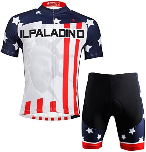 Greendo Men's USA Short Sleeve Cycling Jersey - Bike Biking Shirt (L)