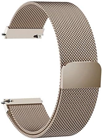 Nevter359 Magnetic Metal Mesh Wrist Strap for 20/22mm Samsung Galaxy Watch Active Gear S3 - Black 20mmAdjustable Lightweight Replacement Fitness Sports Activity Wristband