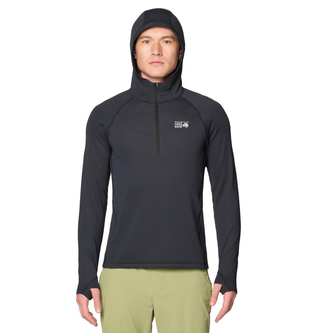 Mountain Hardwear Men’s Crater Lake Heavyweight Half Zip Hoody, Black, XX-Large