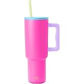 Simple Modern 40 oz Trek Tumbler with Handle and Straw Lid | Cup Holder Friendly Insulated Stainless Steel Travel Mug | 80s Mix