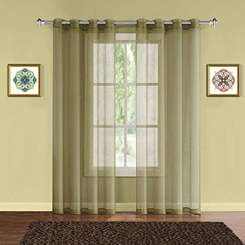Warm Home Designs Pair of 2 Long Size 54" (Width) x 108" (Length) Sage Green Sheer Window Curtains. 2 Elegant Voile Panel Drapes are 108 Inch Wide Total - K Sage 108"