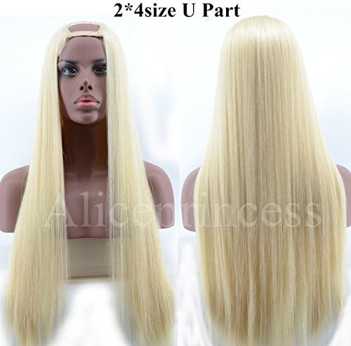 Aliceprincess Blonde Silky Straight Human Hair Upart Wig Top Quality Brazilian Virgin Hair 130% Density Lightest Blonde U Part Wigs 20inch