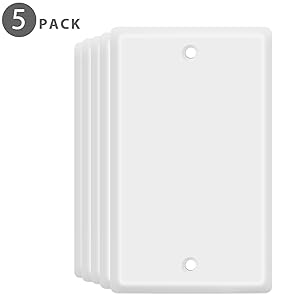 TNP Blank Wall Plate Outlet Cover - Blank Faceplate Socket Insert Jack Plug Panel Cover Single Gang Standard Size (5 Pack,White)