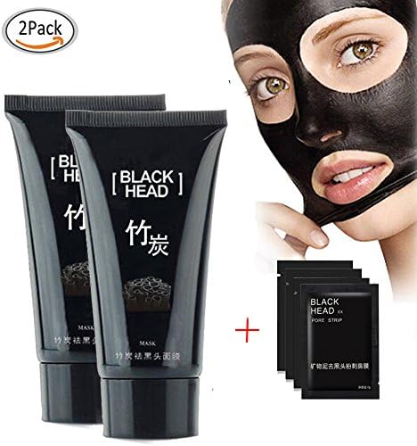 Blackhead Remover Mask Tearing style Deep Clean Purifying Peel off the Black head, Oil-control Anti-aging Acne Treatment, Black Mud Face Mask 60g (Pack of 2 boxes)