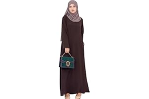 Zofocy Solid Color Women Abaya Modest Muslim Prayer Robe Long Sleeve Dubai Maxi Dress Islamic Lightweight Dress
