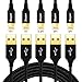 JUNING Charger Cables Nylon Braided Charger Cord 5Pack 2x1FT/1x3.3FT/2x6FT Fast Charging, Connector to Data Syncing, Compatible with iPhone XS/XR/X/8/8P/7/7P/6P/6s/6s+/5/5s/SE, iPad